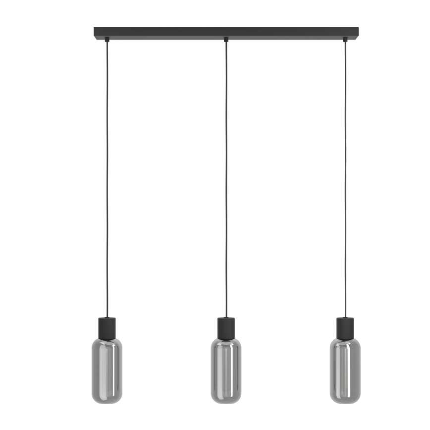 Eglo - Cable-hung pendant 3xE27/4W/230V black/smoke