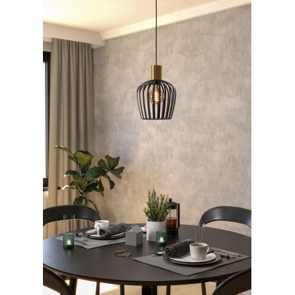 Eglo - Chandelier on a string 1xE27/40W/230V black/gold