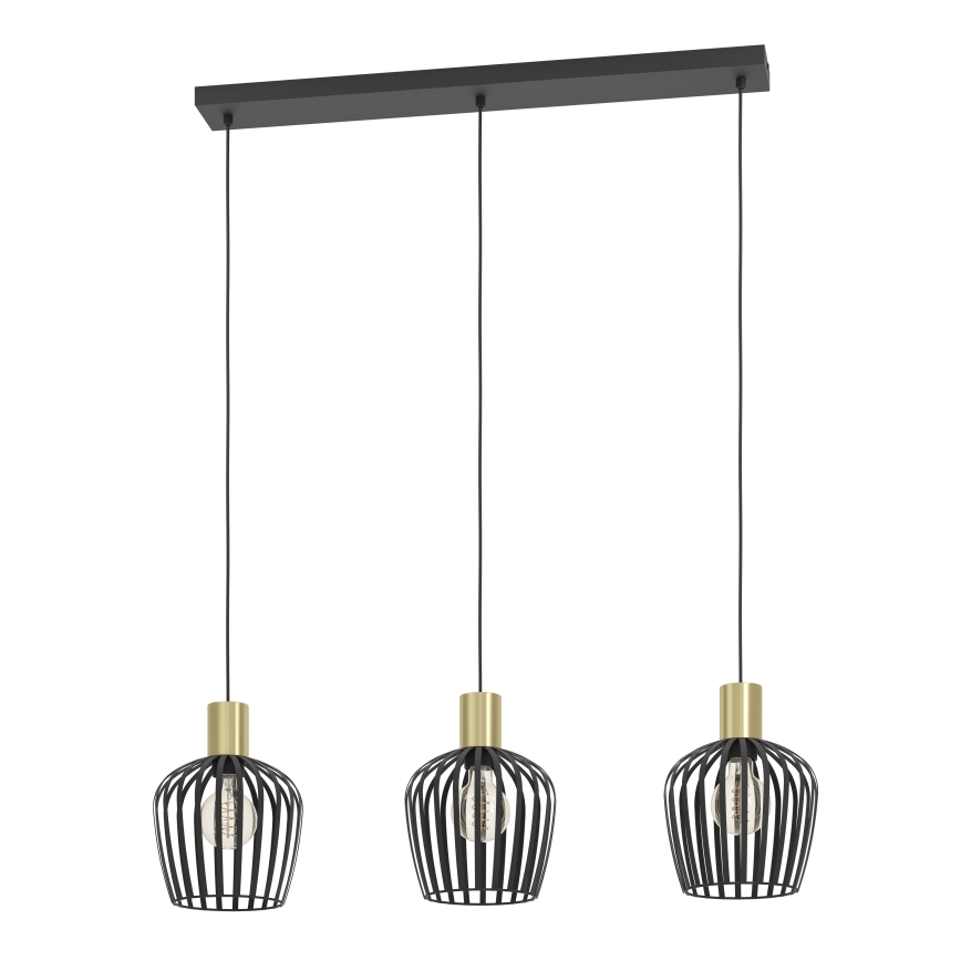 Eglo - Chandelier on a string 3xE27/40W/230V black/gold