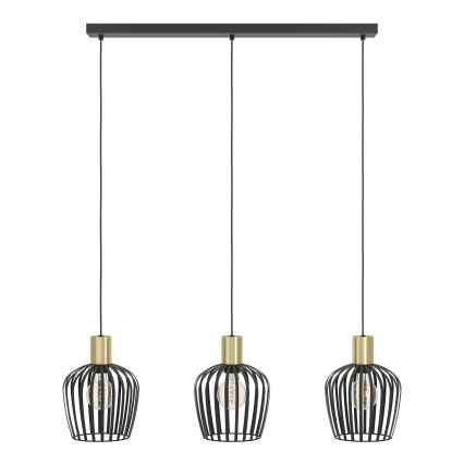 Eglo - Chandelier on a string 3xE27/40W/230V black/gold