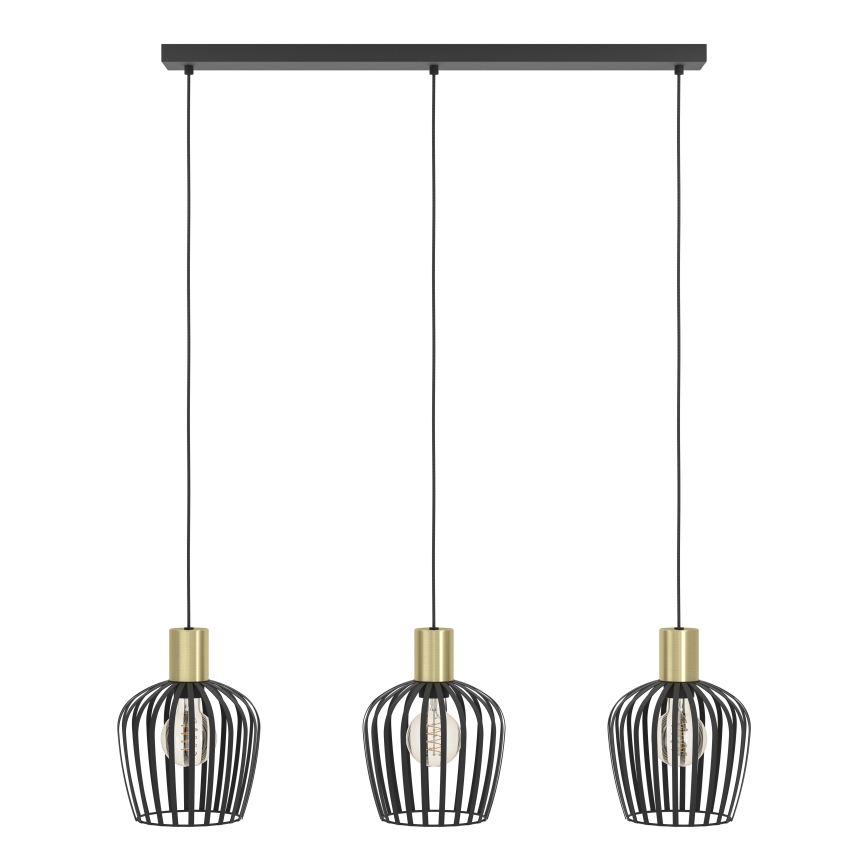 Eglo - Chandelier on a string 3xE27/40W/230V black/gold