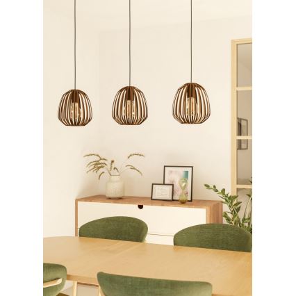 Eglo - Cable-hung pendant light 3xE27/40W/230V, Bronze