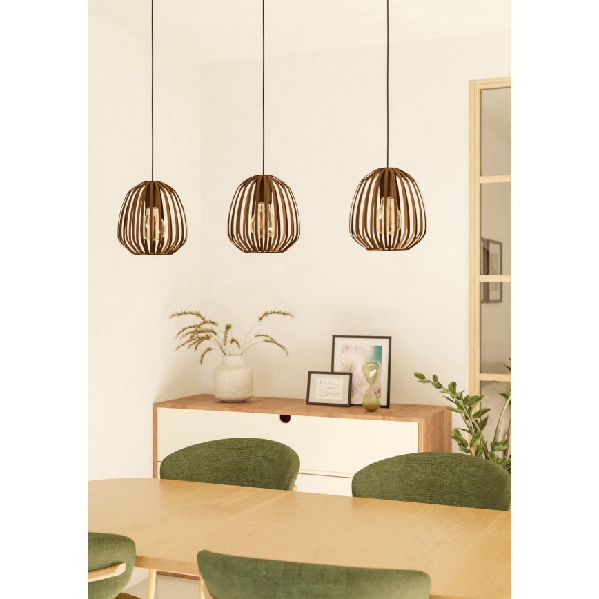 Eglo - Cable-hung pendant light 3xE27/40W/230V, Bronze