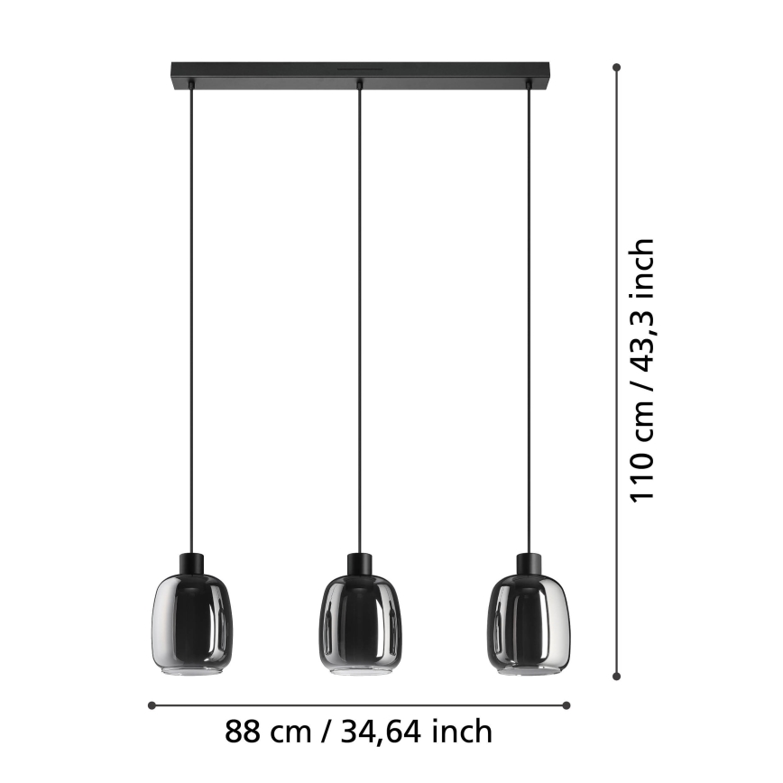Eglo - LED RGBW Dimmable chandelier on a string 3xLED/3,7W/230V 2700-6500K grey