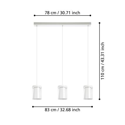 Eglo - LED RGBW Dimmable chandelier on a string 3xLED/3,7W/230V 2700-6500K white ZigBee