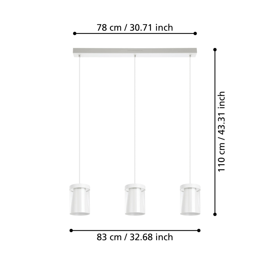 Eglo - LED RGBW Dimmable chandelier on a string 3xLED/3,7W/230V 2700-6500K white ZigBee