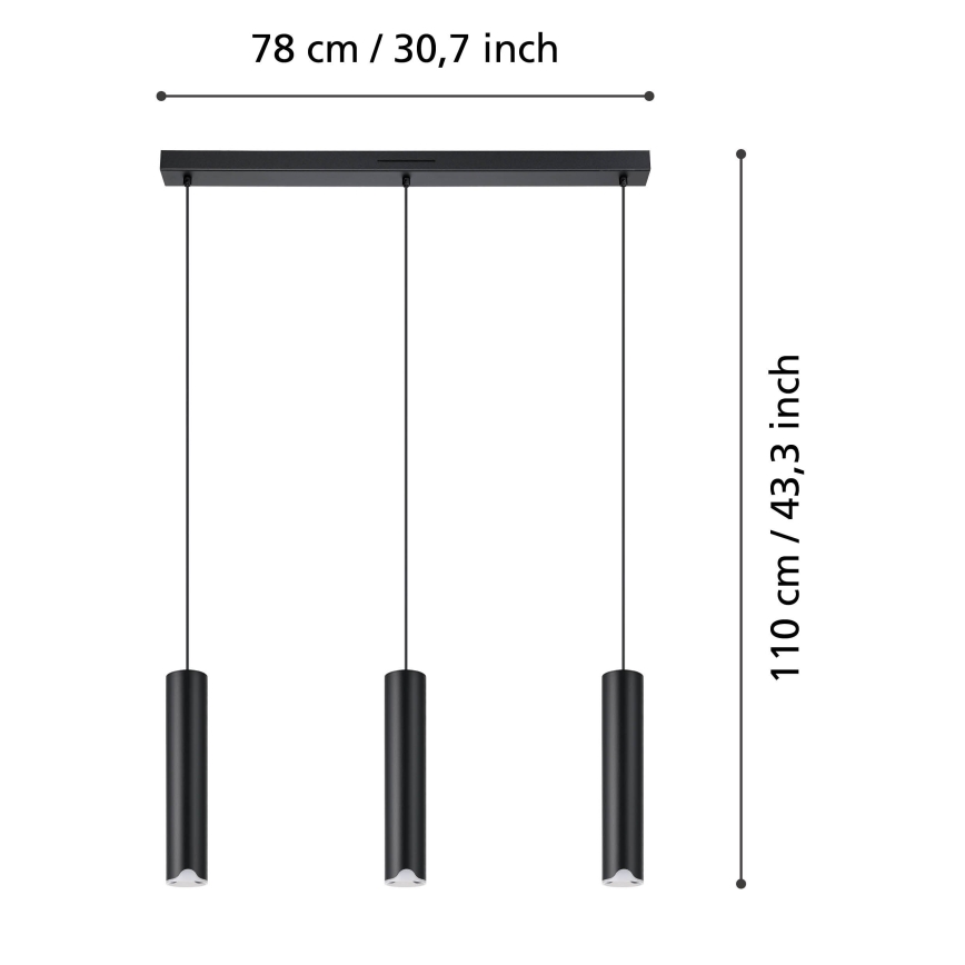Eglo - LED RGBW Dimmable chandelier on a string 3xLED/3,7W/230V 2700-6500K black