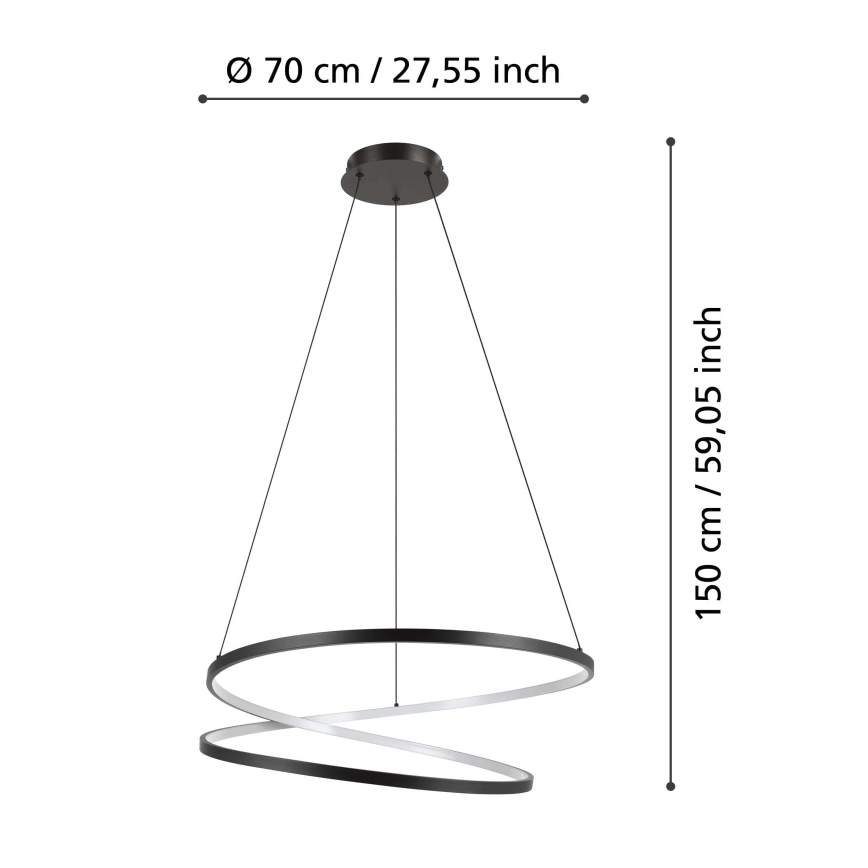 Eglo - LED Chandelier on a string LED/42W/230V 3000K black