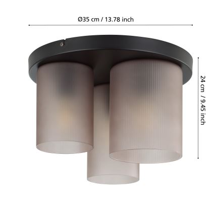 Eglo - Ceiling light 3xE27/40W/230V grey