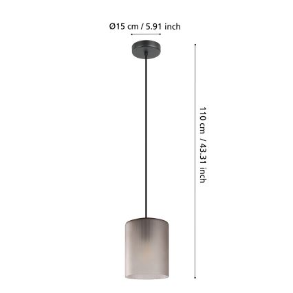 Eglo - Chandelier on a string 1xE27/40W/230V grey