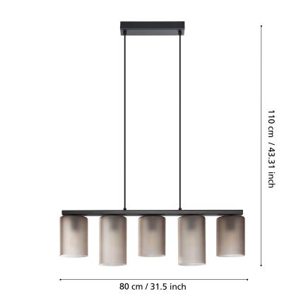 Eglo - Chandelier on a string COLOMERA 5xE27/40W/230V grey
