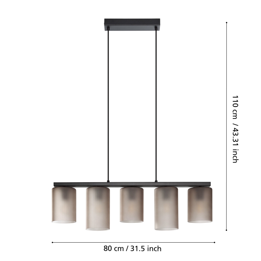 Eglo - Chandelier on a string COLOMERA 5xE27/40W/230V grey