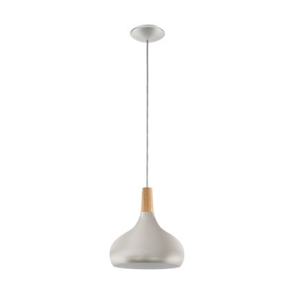 Eglo - Cable-suspended pendant lamp, 1x E27/60W/230V, Ø 28 cm, silver