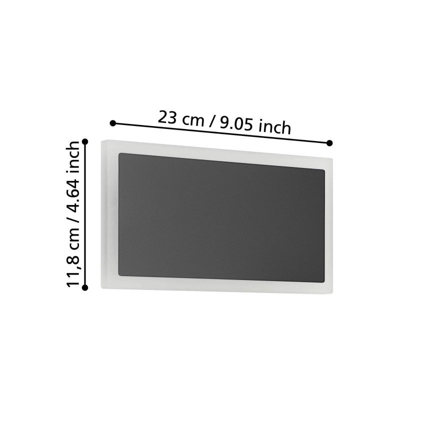 Eglo - LED Wall light LED/12W/230V 3000K 12x23 cm black