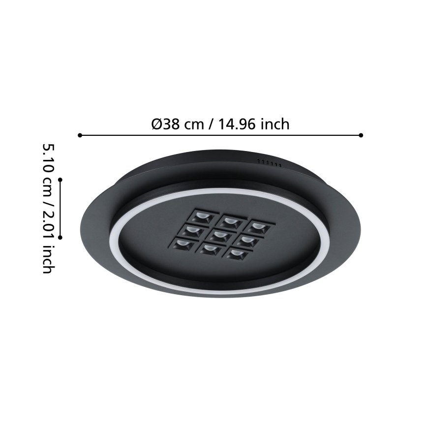 Eglo - LED Dimmable ceiling light LED/21,4W/230V 2700-6500K black + remote control