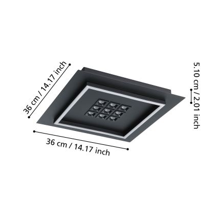 Eglo - LED Dimmable ceiling light LED/21,4W/230V 2700-6500K black + remote control
