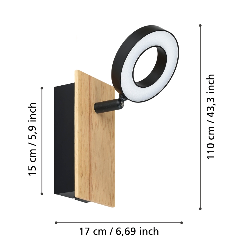 Eglo - LED Wall Spotlight LED/4.2W/230V Black/Brown