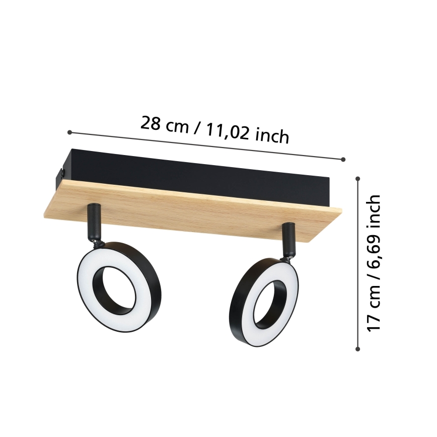 Eglo - LED spotlight 2xLED/4,2W/230V black/brown