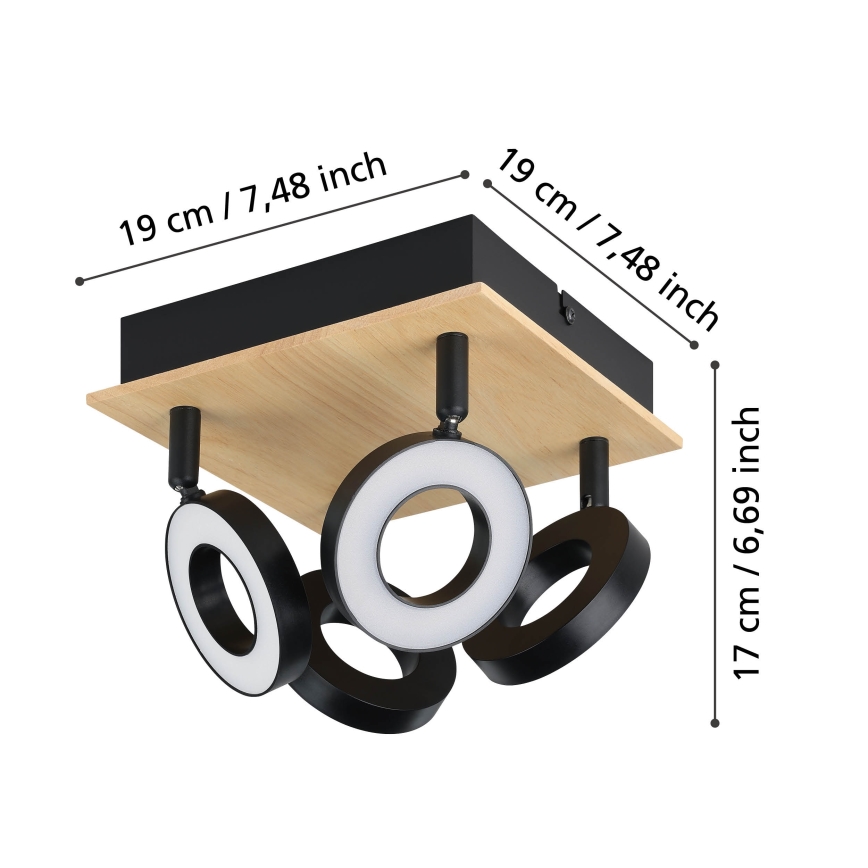 Eglo - LED Spotlight 4xLED/4.2W/230V Black/Brown