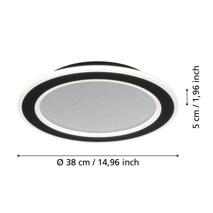Eglo - LED Dimmable ceiling light LED/20W/230V 2700-6500K black + remote control