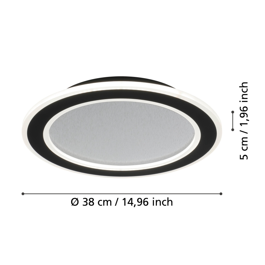 Eglo - LED Dimmable ceiling light LED/20W/230V 2700-6500K black + remote control