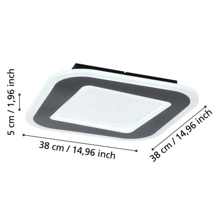 Eglo - LED Dimmable ceiling light LED/20W/230V 2700-6500K black + remote control