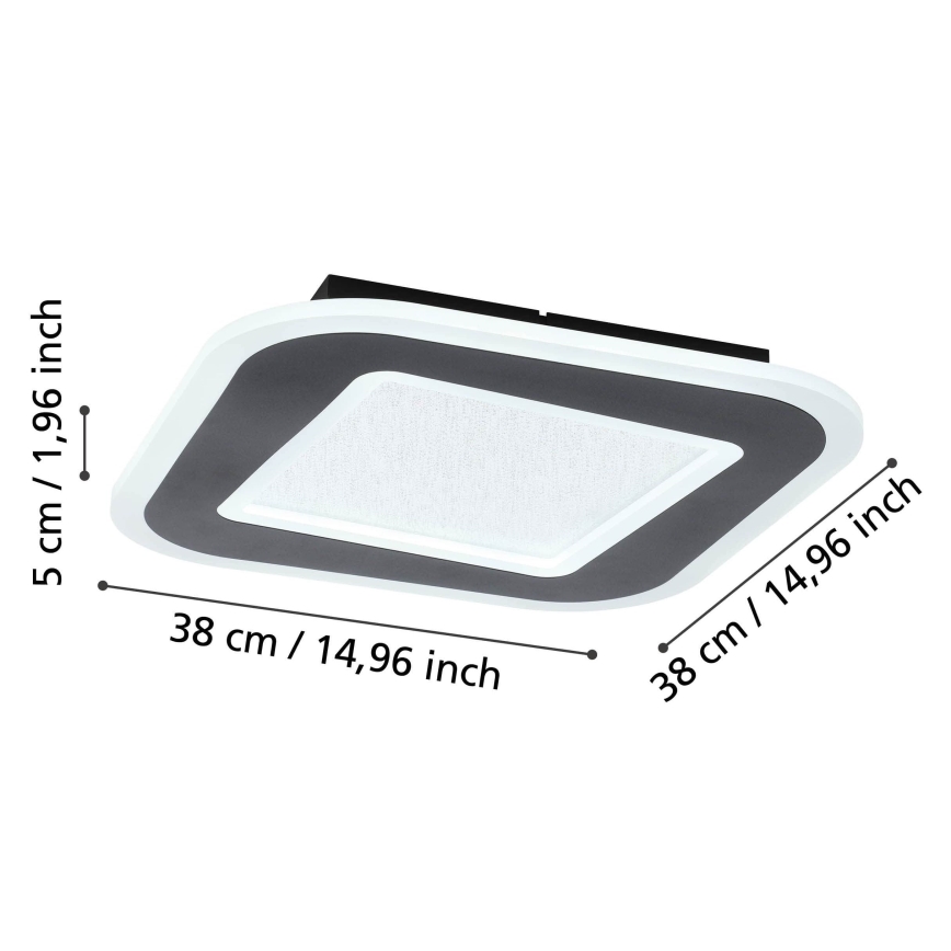 Eglo - LED Dimmable ceiling light LED/20W/230V 2700-6500K black + remote control