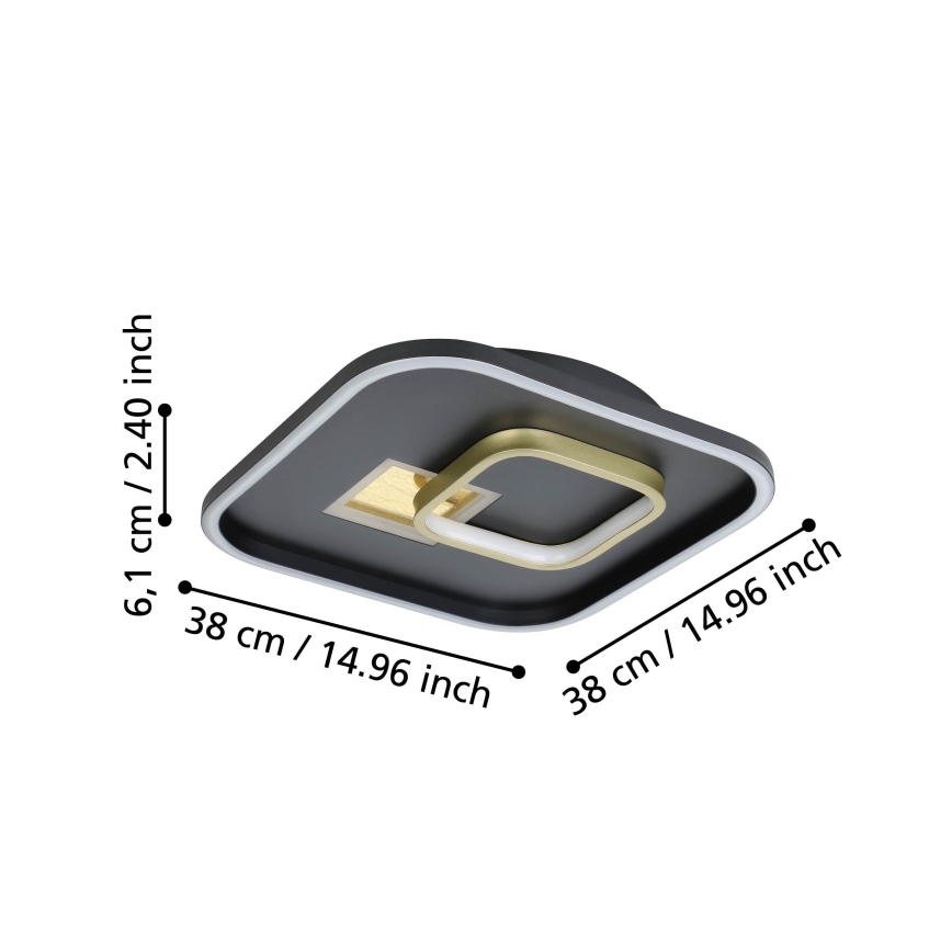 Eglo - LED Ceiling light 1xLED/16,2W/230V + 1xLED/9,2W 38x38 cm black/gold