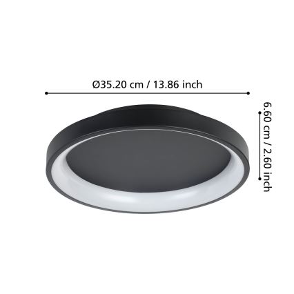 Eglo - LED Dimmable ceiling light LED/12W/230V 2700-6500K black + remote control