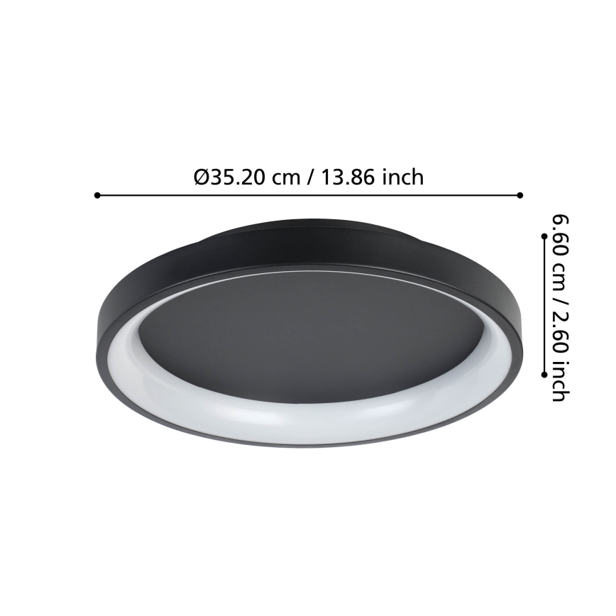 Eglo - LED Dimmable ceiling light LED/12W/230V 2700-6500K black + remote control