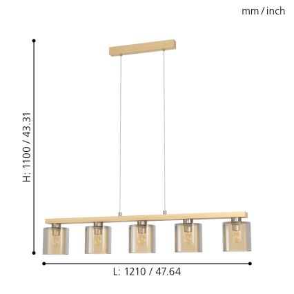 Eglo - Cable pendant light 5xE27/28W/230V