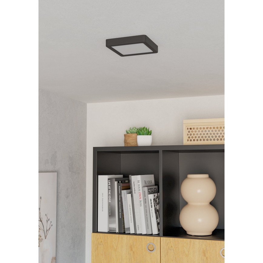Eglo - LED Ceiling Light, 7W, 230V, selectable 2700/4000/6500K, 15 x 15 cm, Black