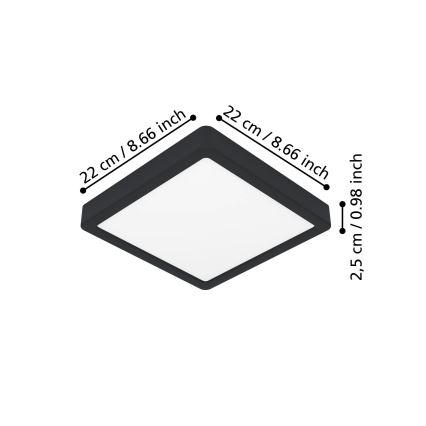 Eglo - LED Ceiling Light LED/10,5W/230V 2700/4000/6500K 22x22cm Black