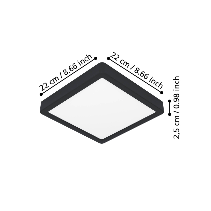 Eglo - LED Ceiling Light LED/10,5W/230V 2700/4000/6500K 22x22cm Black