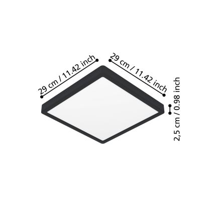 Eglo - LED Ceiling Light LED/13W/230V 2700/4000/6500K 29x29cm Black