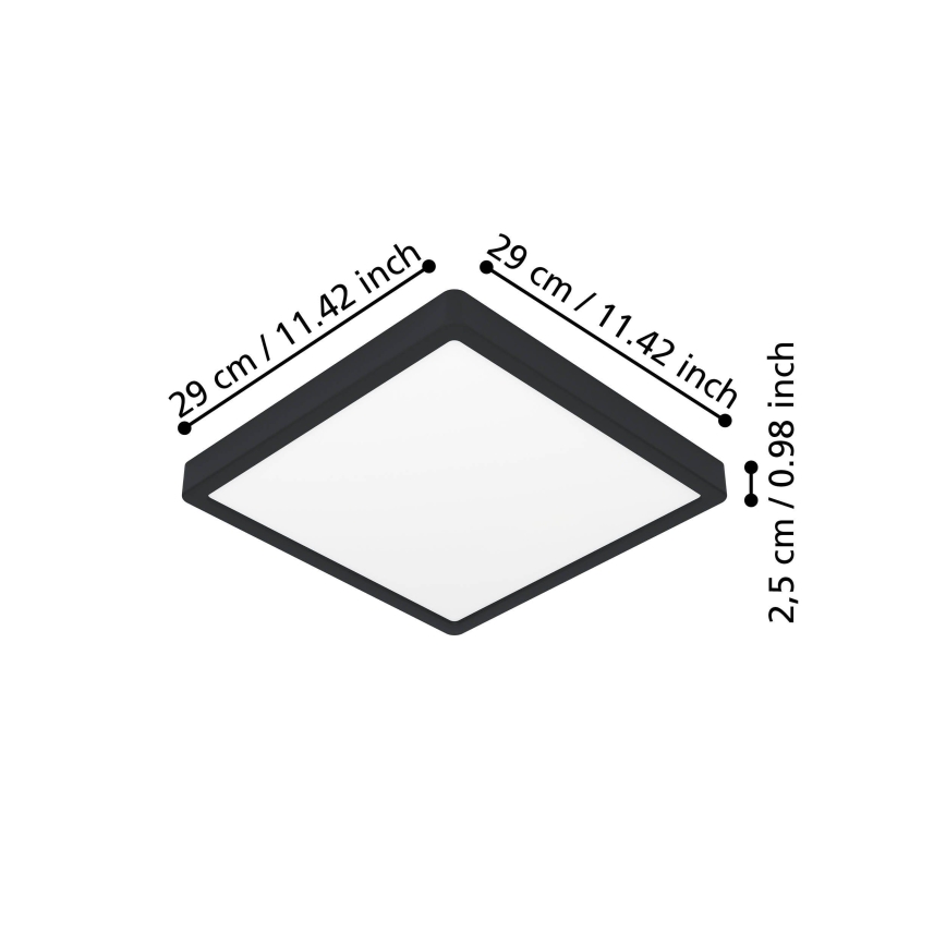 Eglo - LED Ceiling Light LED/13W/230V 2700/4000/6500K 29x29cm Black