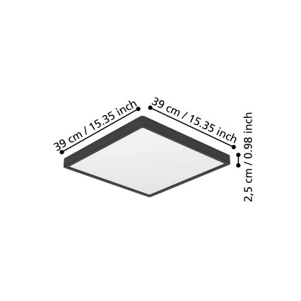 Eglo - LED Ceiling Light LED/17.5W/230V 2700/4000/6500K 39x39 cm Black