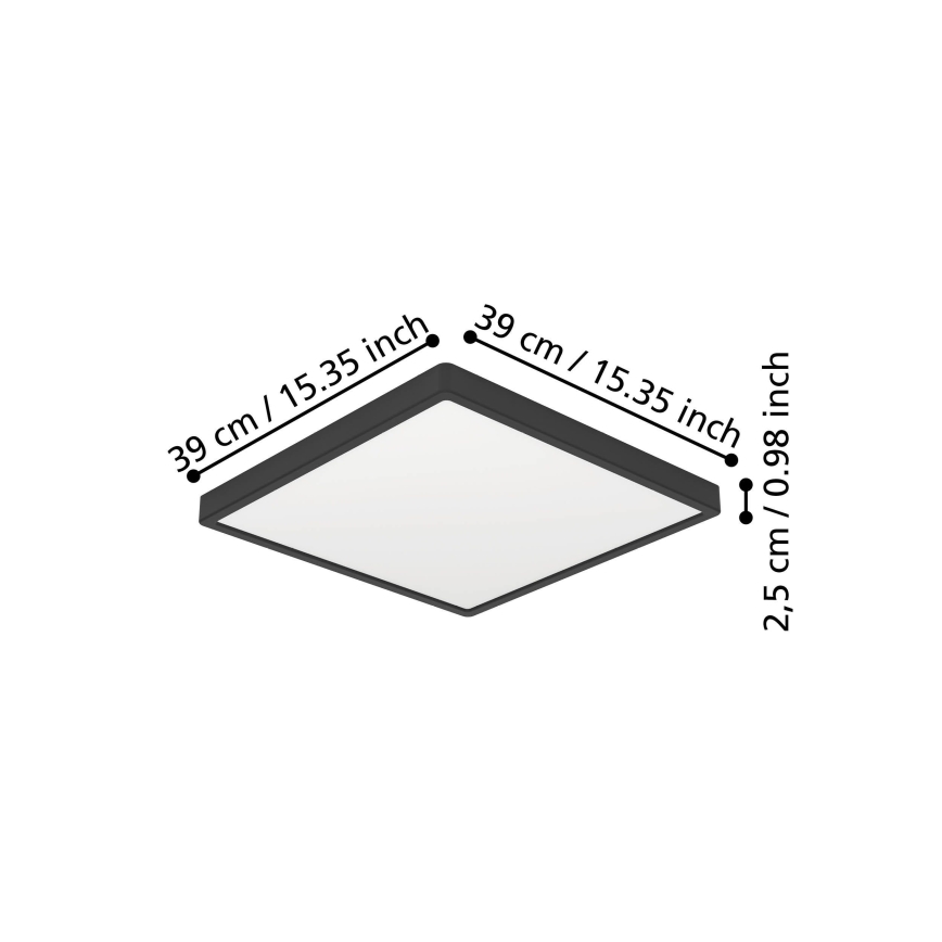 Eglo - LED Ceiling Light LED/17.5W/230V 2700/4000/6500K 39x39 cm Black