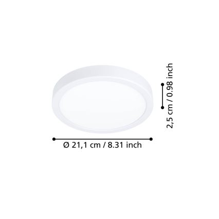Eglo - LED Ceiling Light, 11.5 W, 230 V, 2700/4000/6500 K, Ø 21.1 cm, White