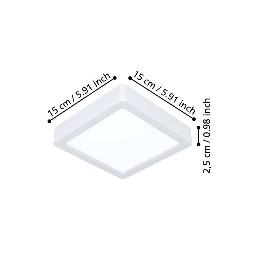 Eglo - LED Ceiling Light, 7 W, 230 V, 2700/4000/6500 K, 15 × 15 cm, White