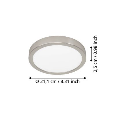 Eglo - LED Ceiling Light, 11.5 W, 230 V, 2700/4000/6500 K, Ø 21.1 cm, Matte Chrome