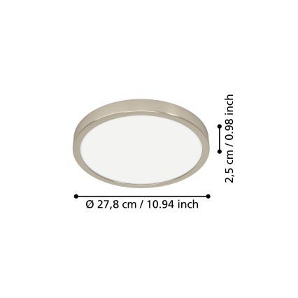 Eglo - LED ceiling light, 14.2 W, 230 V, 2700/4000/6500 K, Ø 27.8 cm, matte chrome