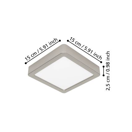 Eglo - LED Ceiling Light LED/7W/230V 2700/4000/6500K 15x15 cm Matte Chrome