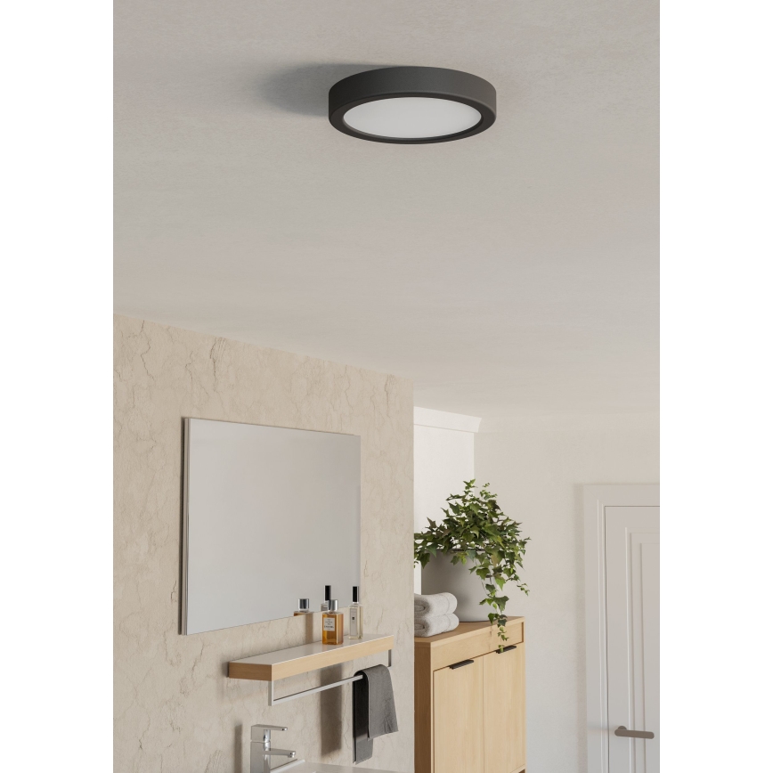 Eglo - LED Bathroom Ceiling Light, 7.5W, 230V, 2700/4000/6500K, Ø 16.6 cm, IP44, Black