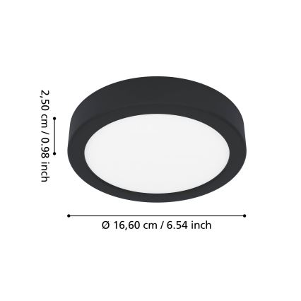 Eglo - LED Bathroom Ceiling Light, 7.5W, 230V, 2700/4000/6500K, Ø 16.6 cm, IP44, Black
