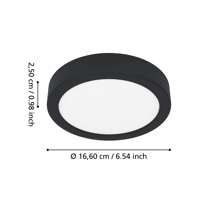 Eglo - LED Bathroom Ceiling Light, 7.5W, 230V, 2700/4000/6500K, Ø 16.6 cm, IP44, Black