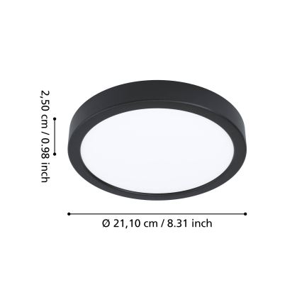 Eglo - LED Bathroom Ceiling Light LED/11.5W/230V Ø 21.1 cm IP44 Black