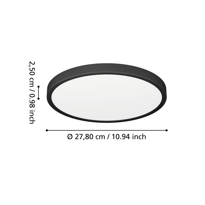 Eglo - LED Bathroom Ceiling Light LED/14.2 W/230 V 2700/4000/6500 K Ø 27.8 cm IP44 Black