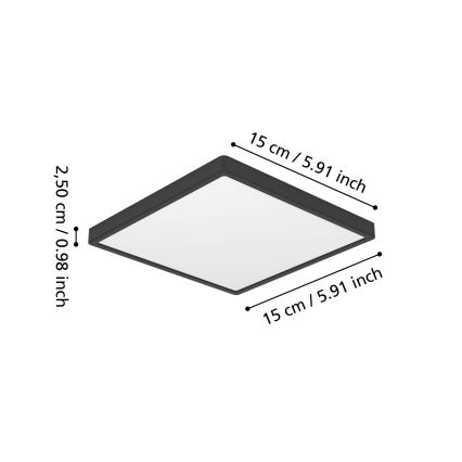 Eglo - LED Bathroom Ceiling Light LED/7W/230V 2700/4000/6500K 15x15 cm IP44 black