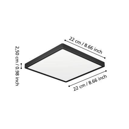 Eglo - LED Bathroom Ceiling Light LED/10.5W/230V 22x22 cm IP44 Black